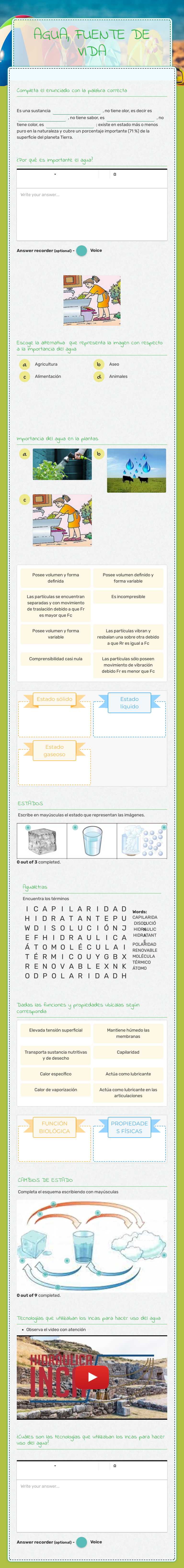 AGUA, FUENTE DE VIDA worksheet preview image