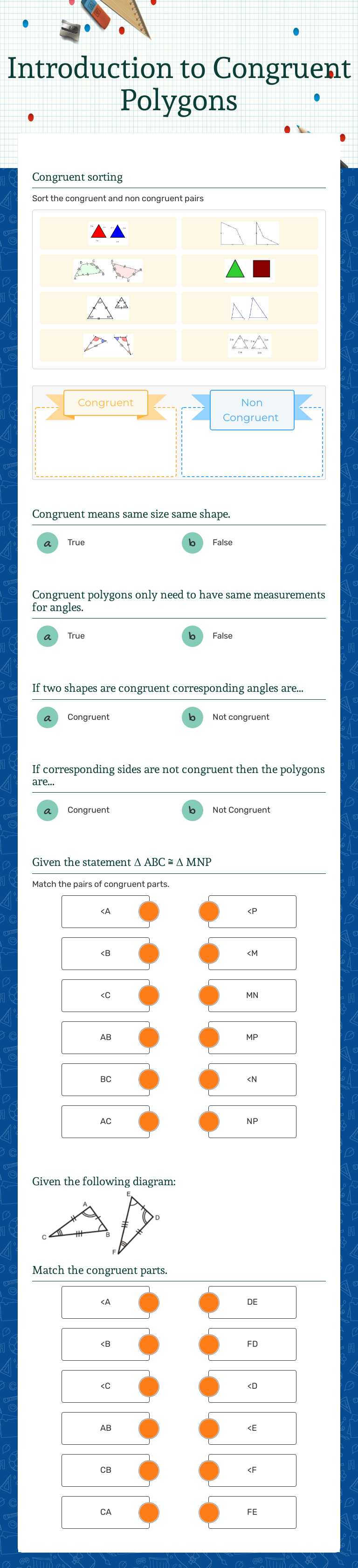 Congruent Polygons worksheet preview image