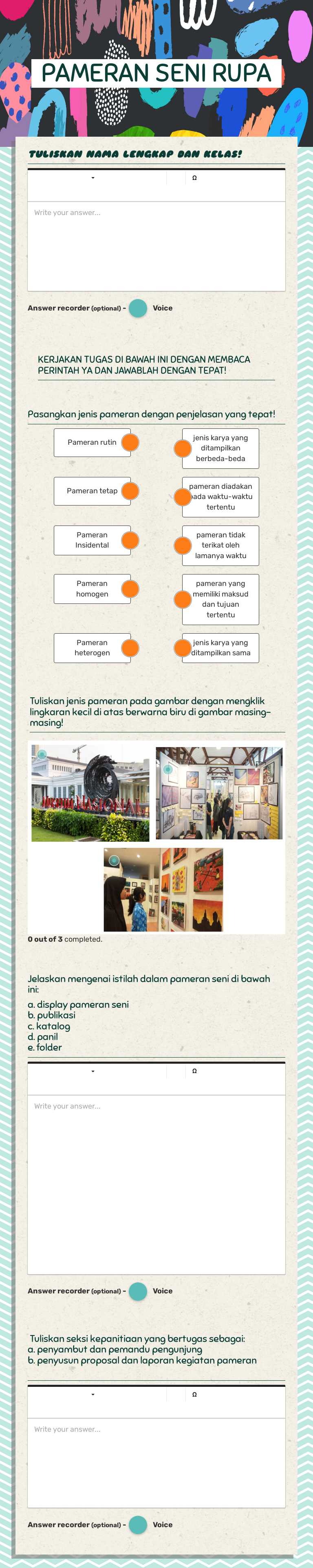 PAMERAN SENI RUPA worksheet preview image