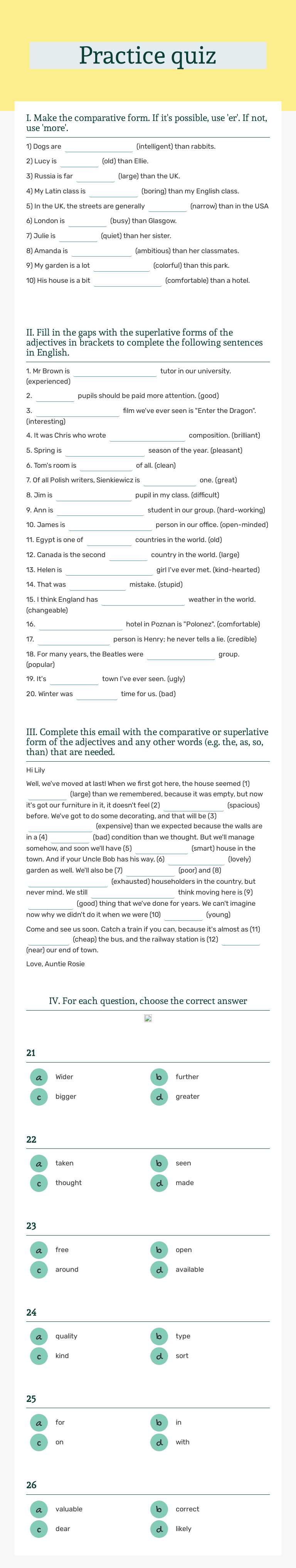 Practice quiz worksheet preview image