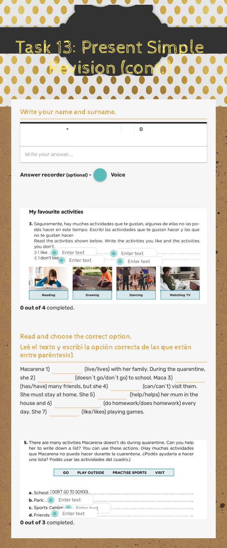 Task 13: Present Simple Revision (cont.) worksheet preview image