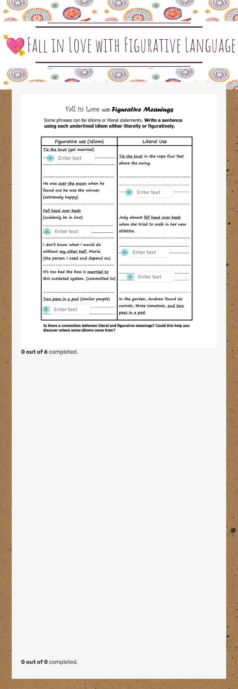 💘Fall in Love with Figurative Language worksheet preview image