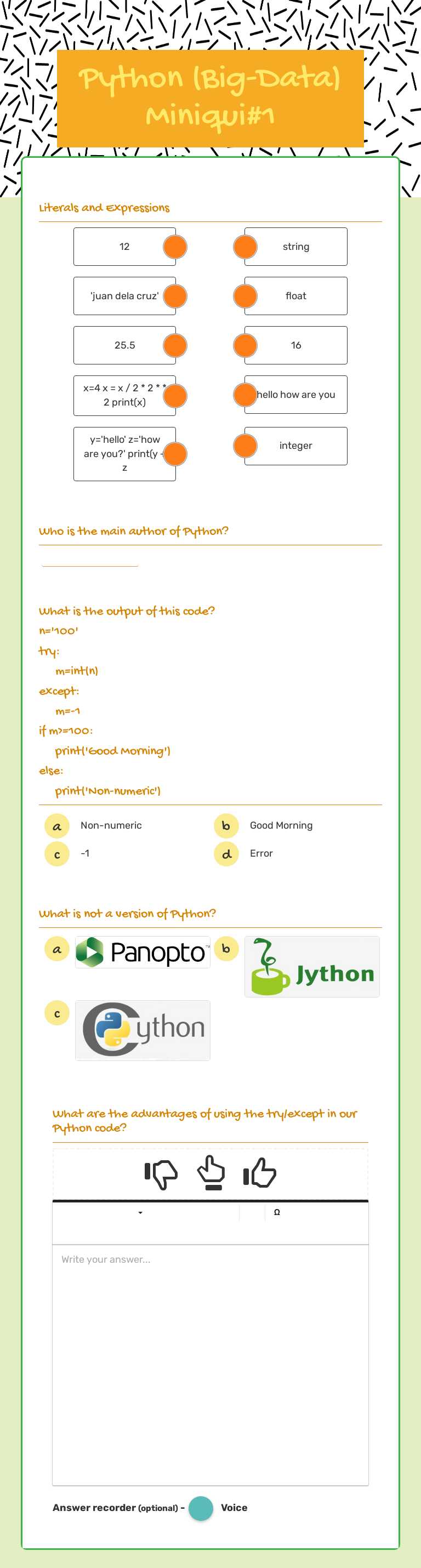 Python (Big-Data) Miniqui#1 worksheet preview image
