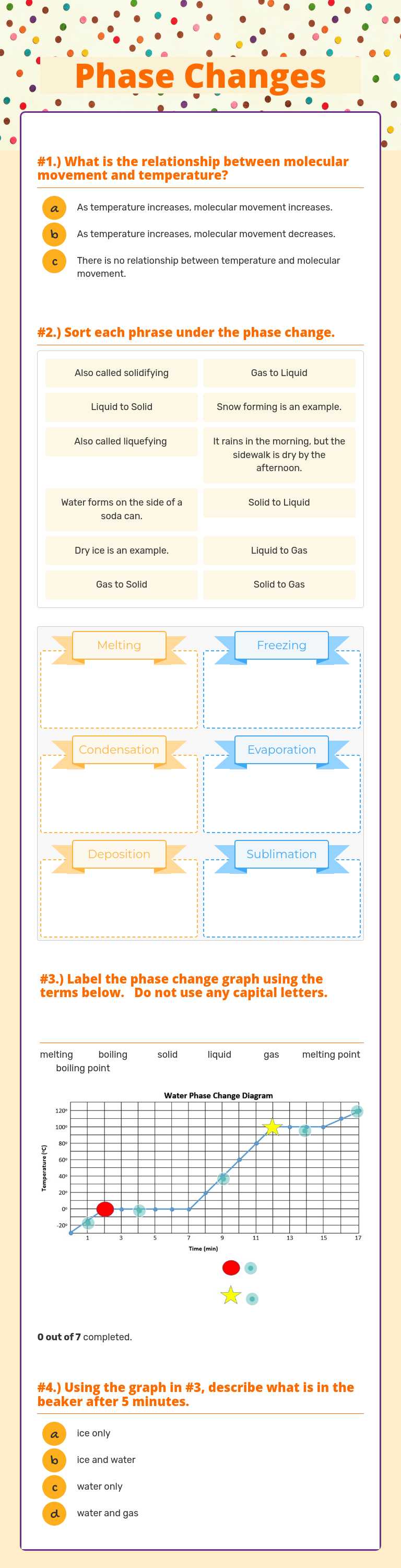 Phase Changes worksheet preview image