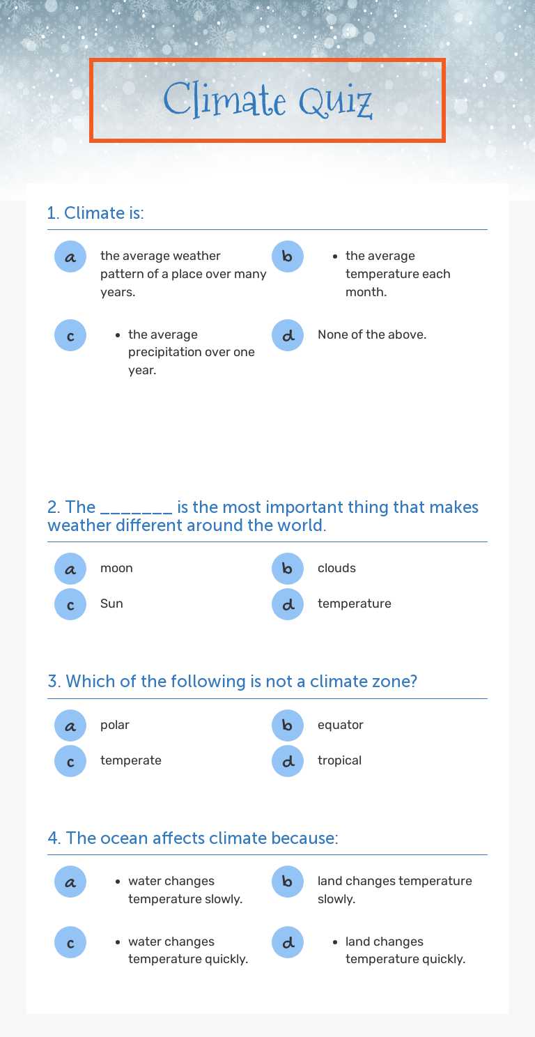 Climate Quiz worksheet preview