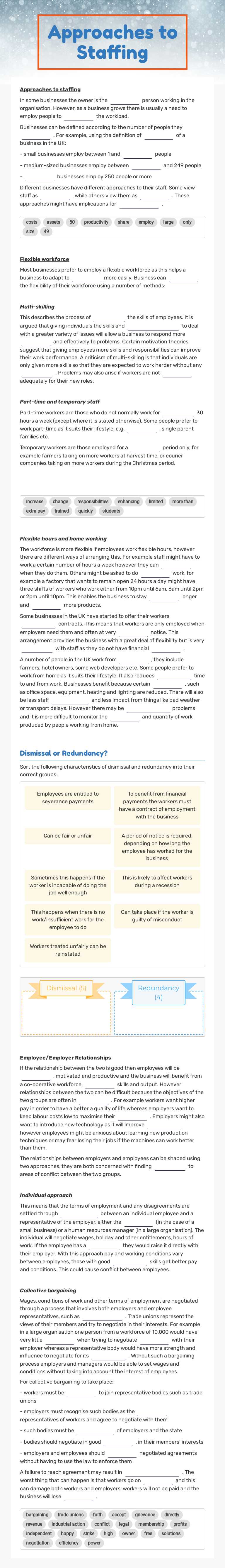 Approaches to Staffing Grade 11 worksheet preview