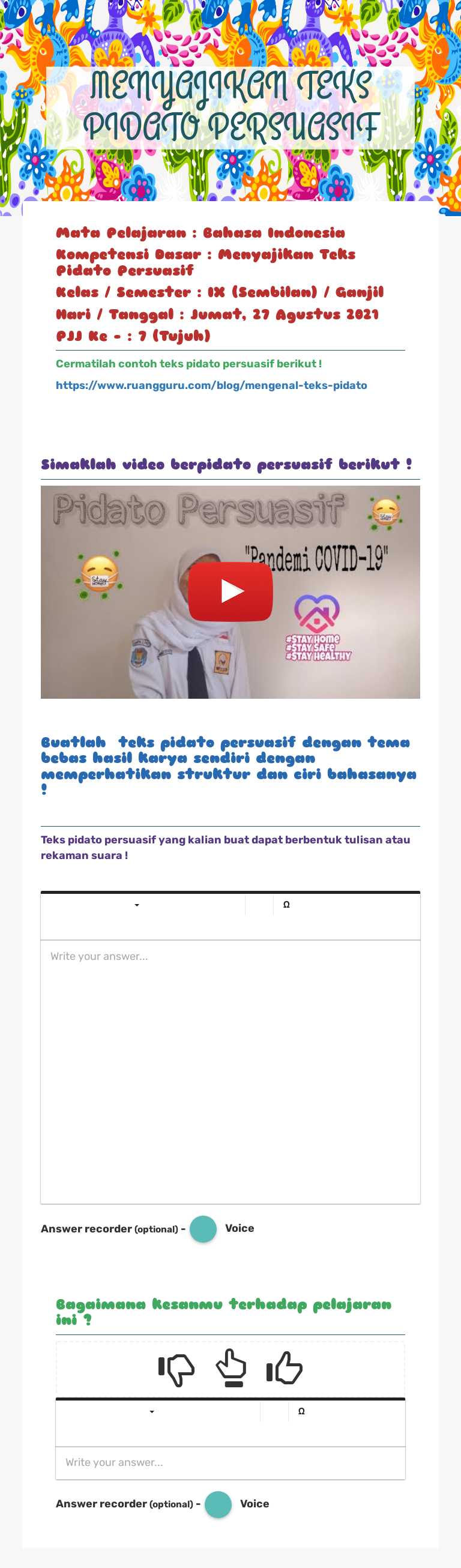 MENYAJIKAN TEKS PIDATO PERSUASIF worksheet preview image
