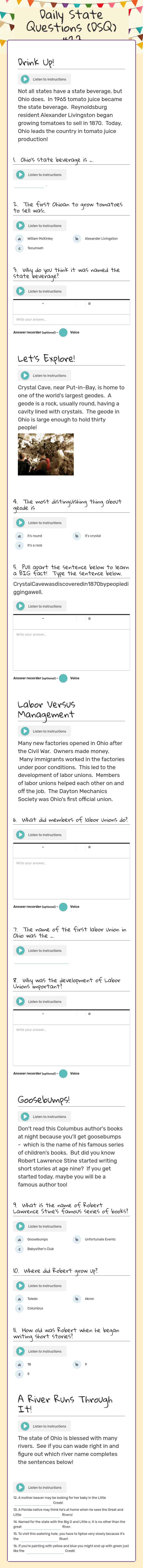 Daily State Questions (DSQ) #23 worksheet preview image