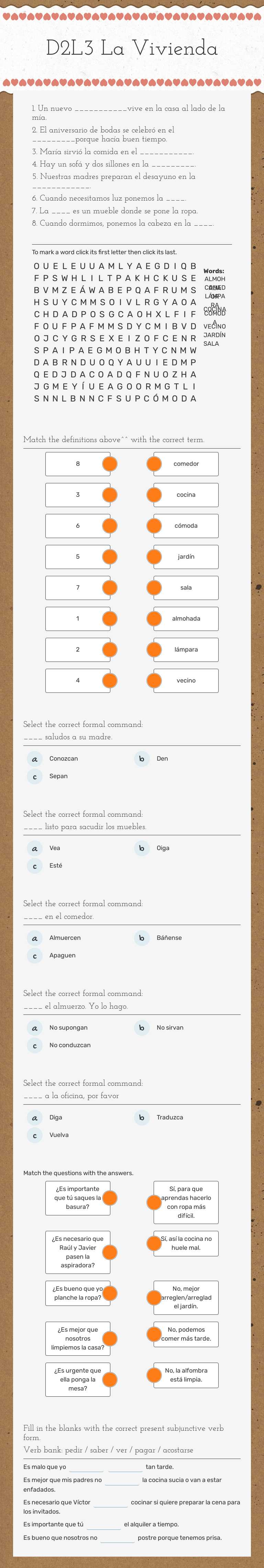 D2L3 La Vivienda worksheet preview image