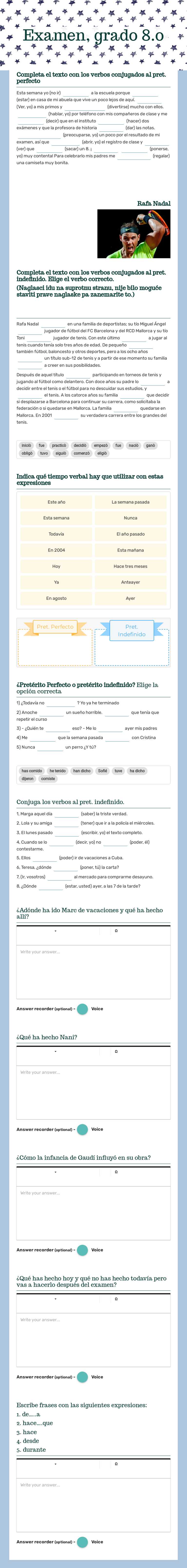 Examen, grado 8.o worksheet preview image