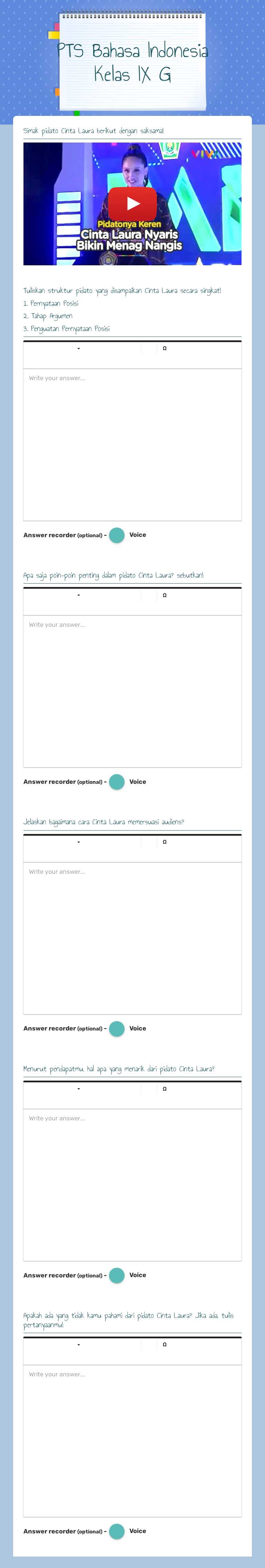 PTS Bahasa Indonesia Kelas IX G worksheet preview image