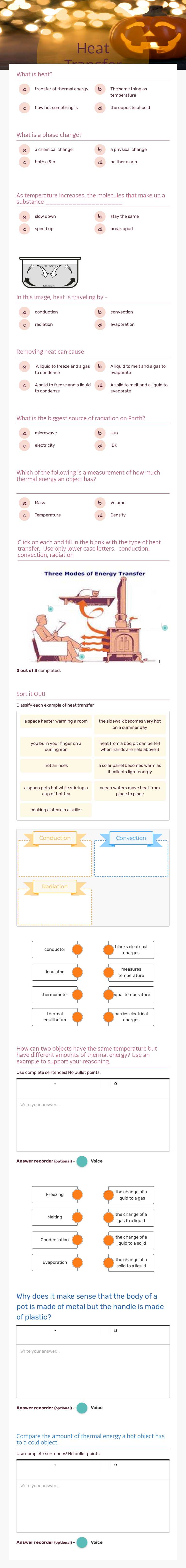 Heat Transfer Grade 6 worksheet preview