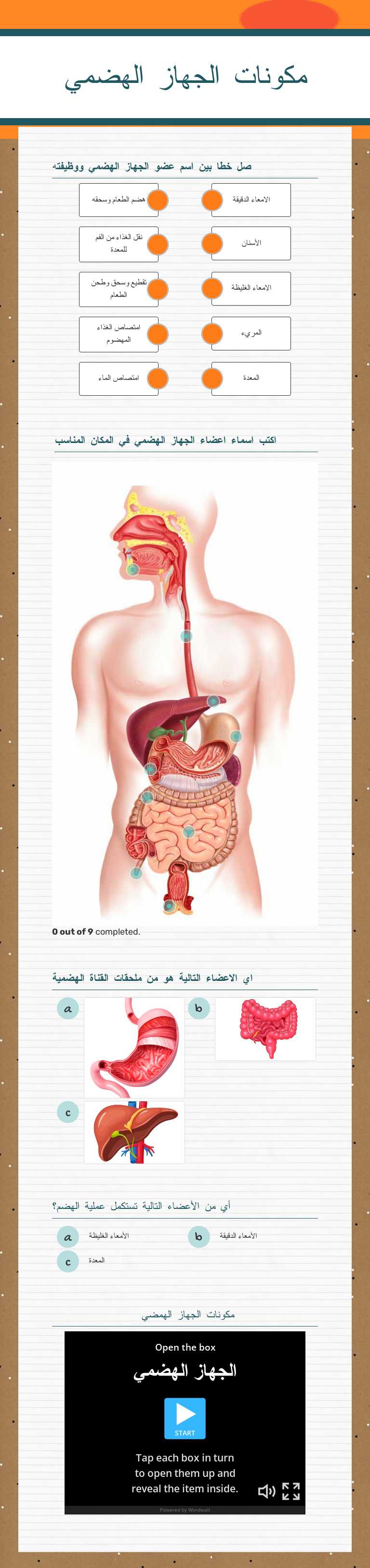 مكونات الجهاز الهضمي worksheet preview image