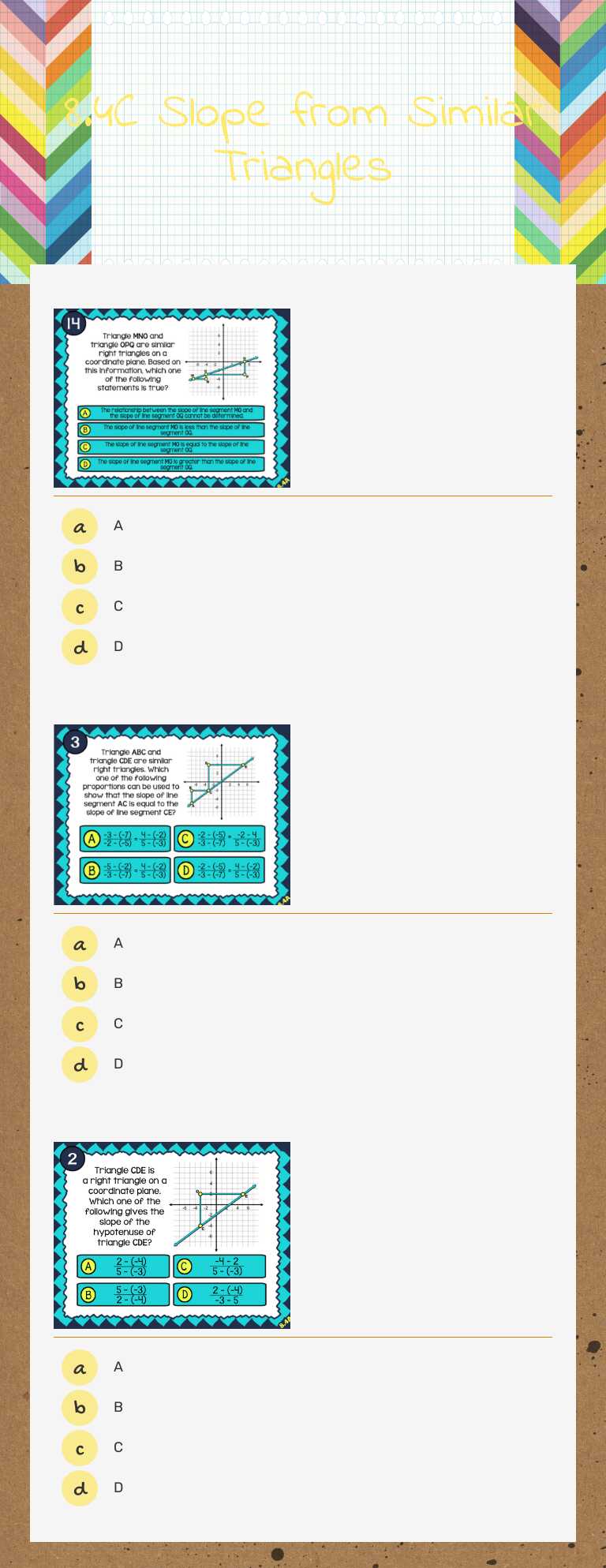 8.4C Slope from  Similar Triangles worksheet preview image