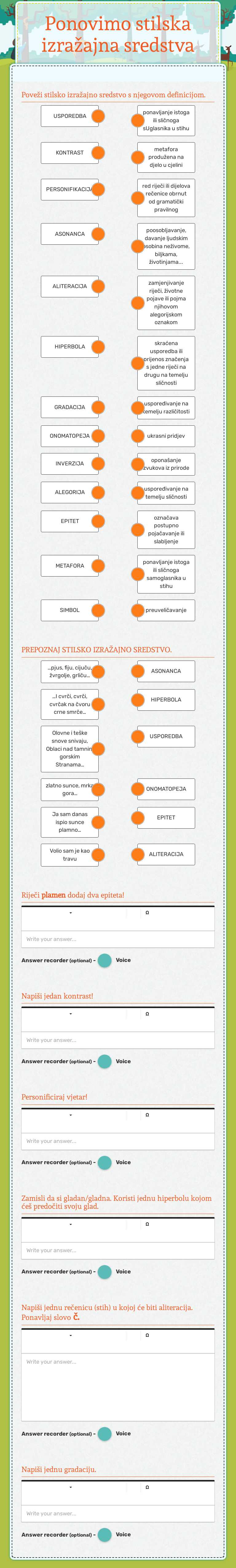Ponovimo stilska izražajna sredstva Grade 7 worksheet preview