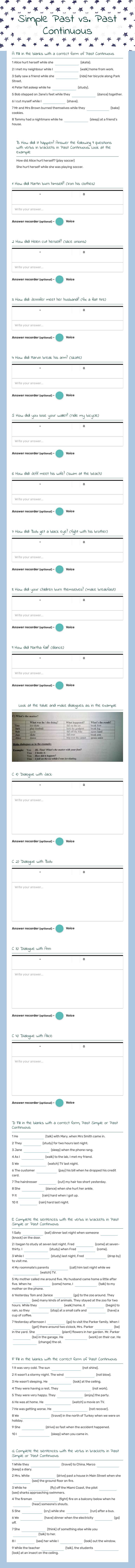 Simple Past vs. Past Continuous worksheet preview image