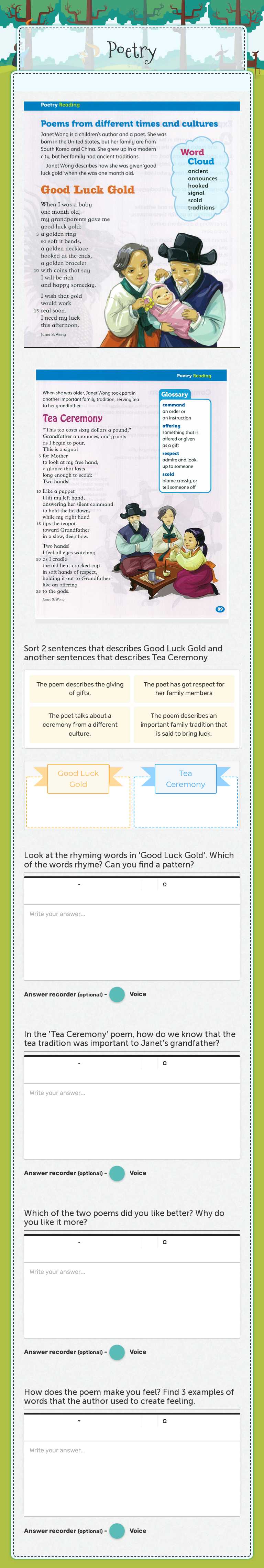 Poetry Grade 3 worksheet preview