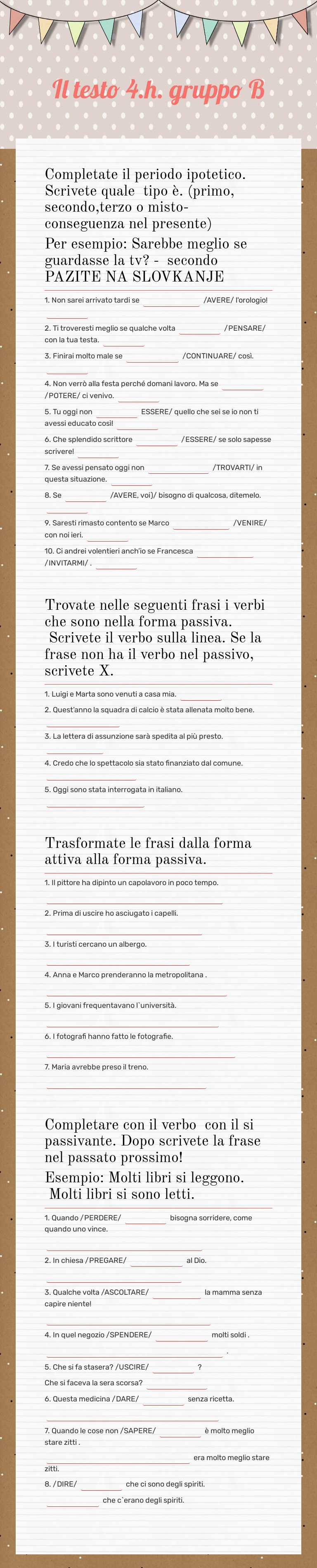 Il testo 4.h.  gruppo B worksheet preview image