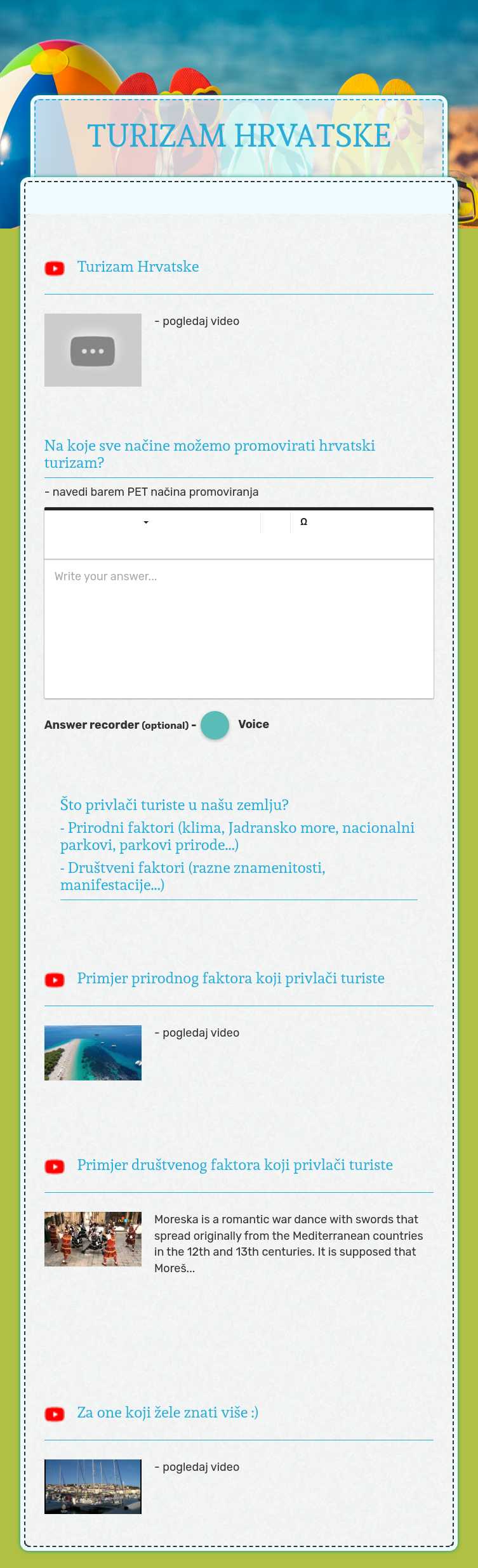 TURIZAM HRVATSKE worksheet preview image
