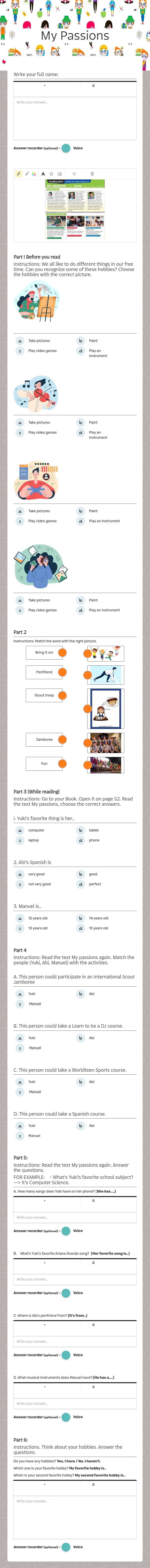 My Passions worksheet preview image