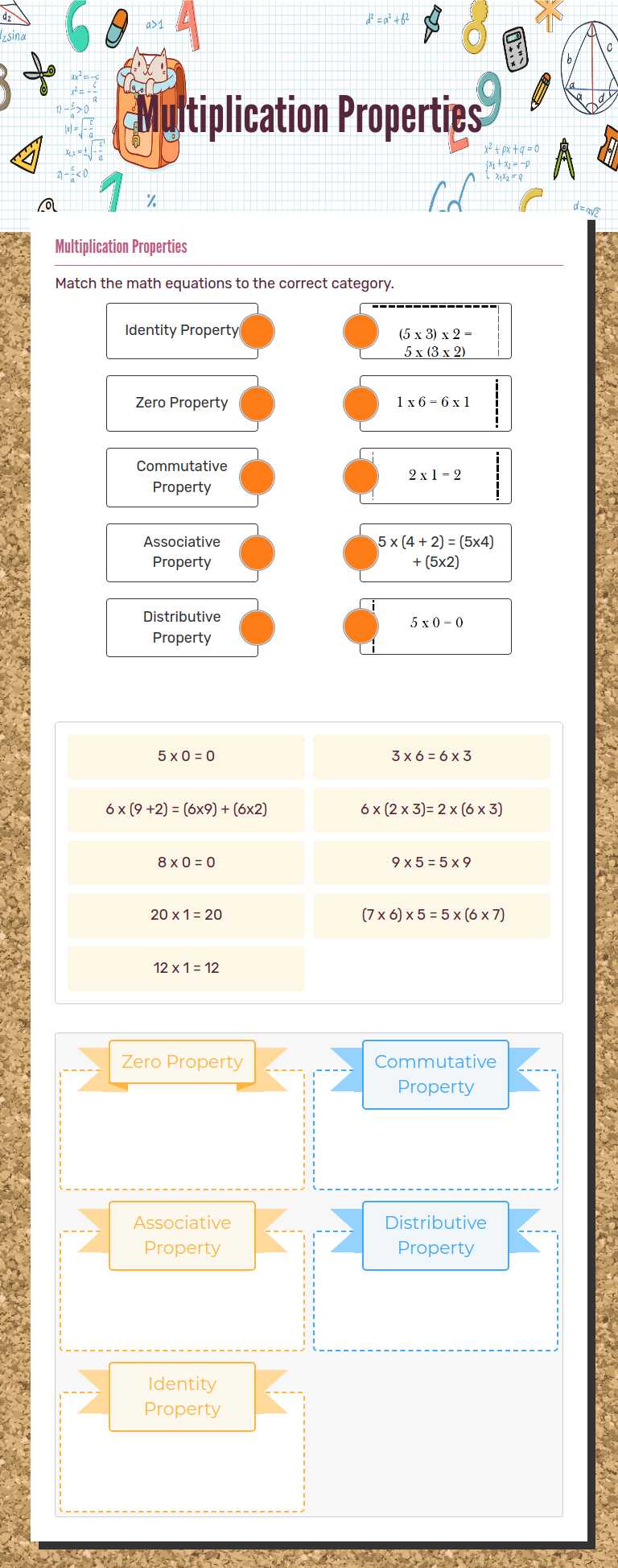 Multiplication Properties worksheet preview image