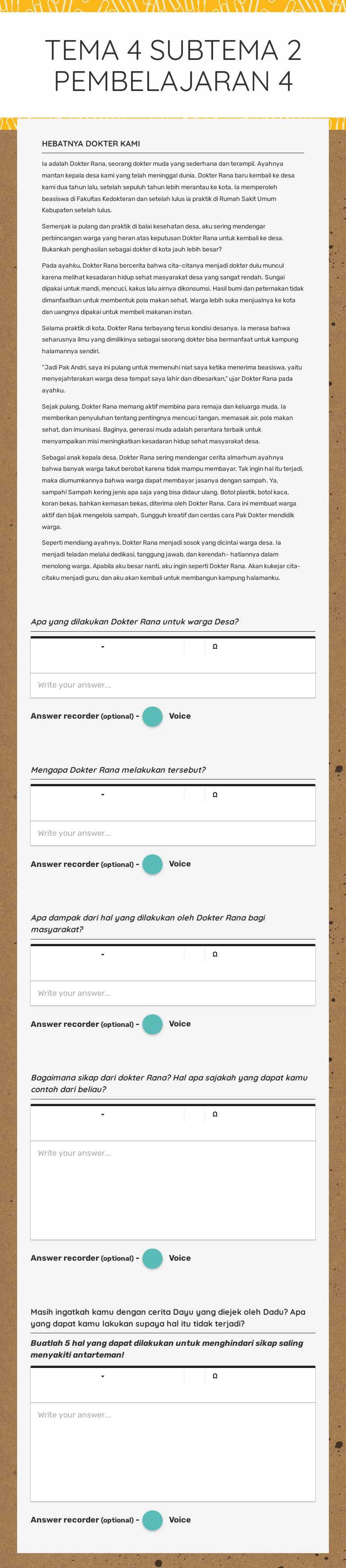 TEMA 4
SUBTEMA 2
PEMBELAJARAN 4 worksheet preview image