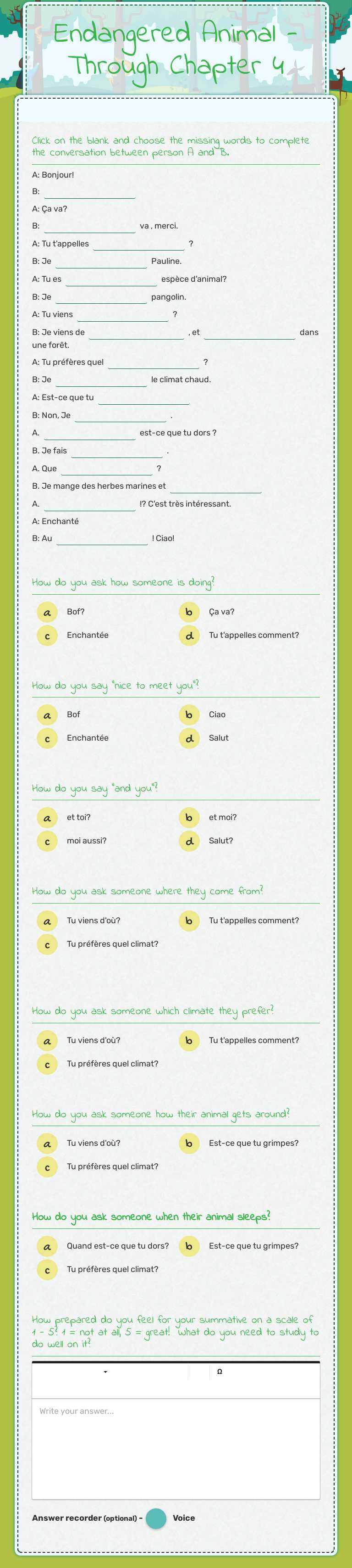 Endangered Animal - Through Chapter 4 worksheet preview image