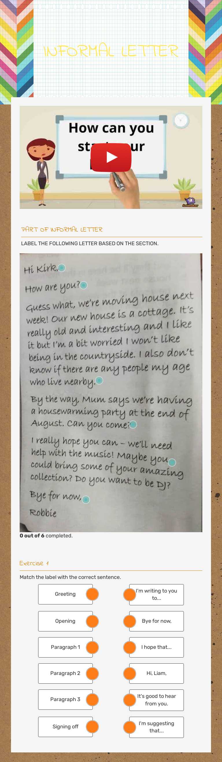 INFORMAL LETTER worksheet preview image