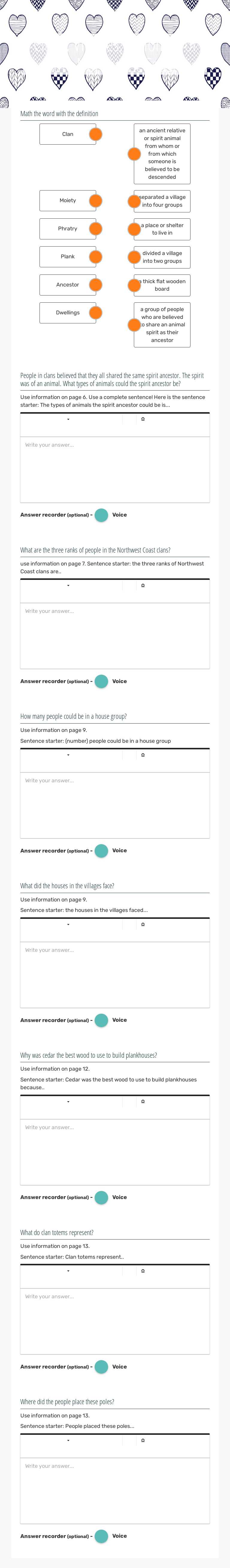 Clans, Villages, & Homes of the Northwest Coast worksheet preview image