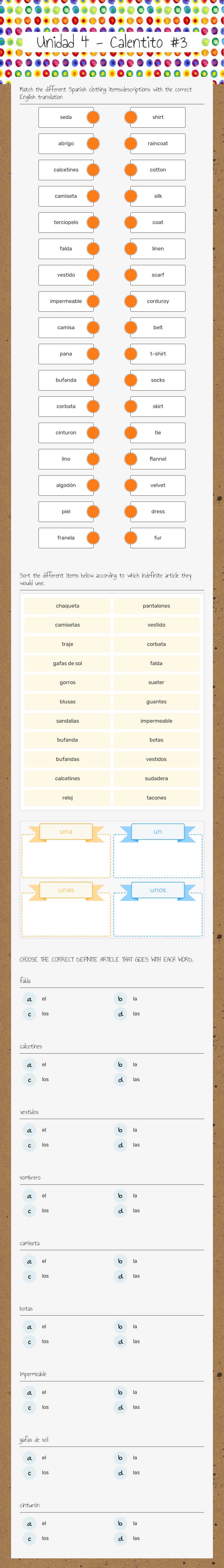 Unidad 4 - Calentito #3 Grade 11 worksheet preview