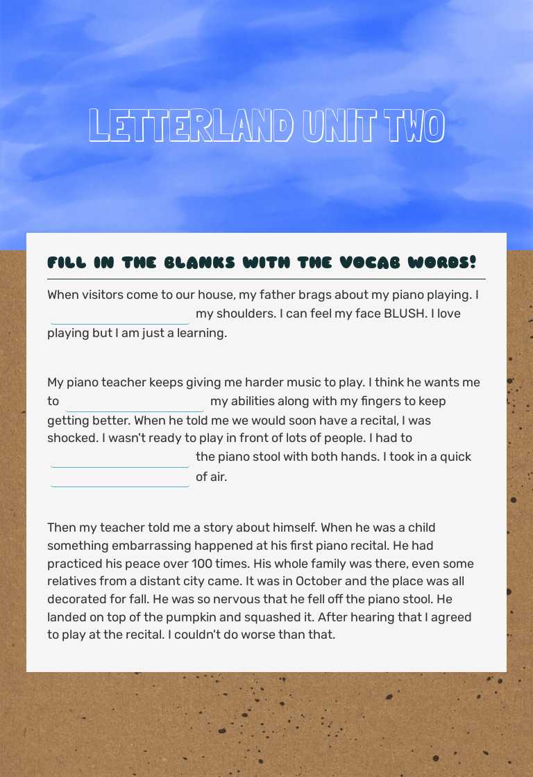 LETTERLAND            UNIT TWO worksheet preview image