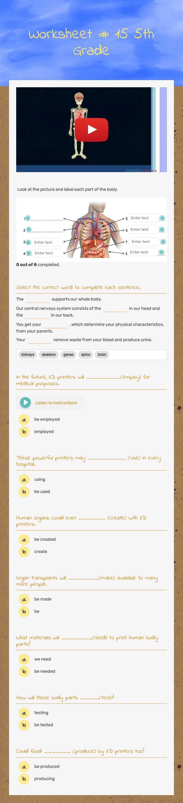 Worksheet # 15       5th Grade worksheet preview