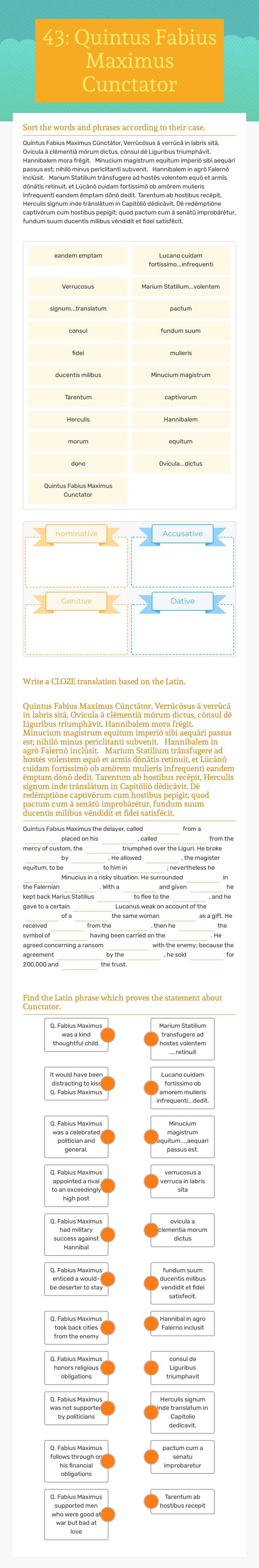 43: Quintus Fabius Maximus Cunctator worksheet preview image