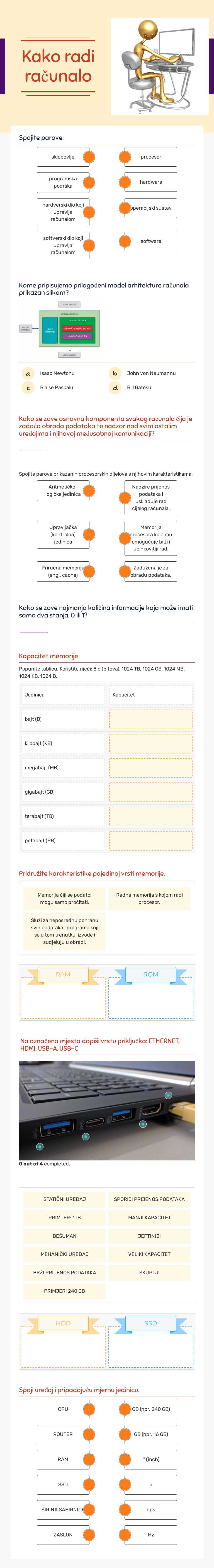 Kako radi računalo worksheet preview