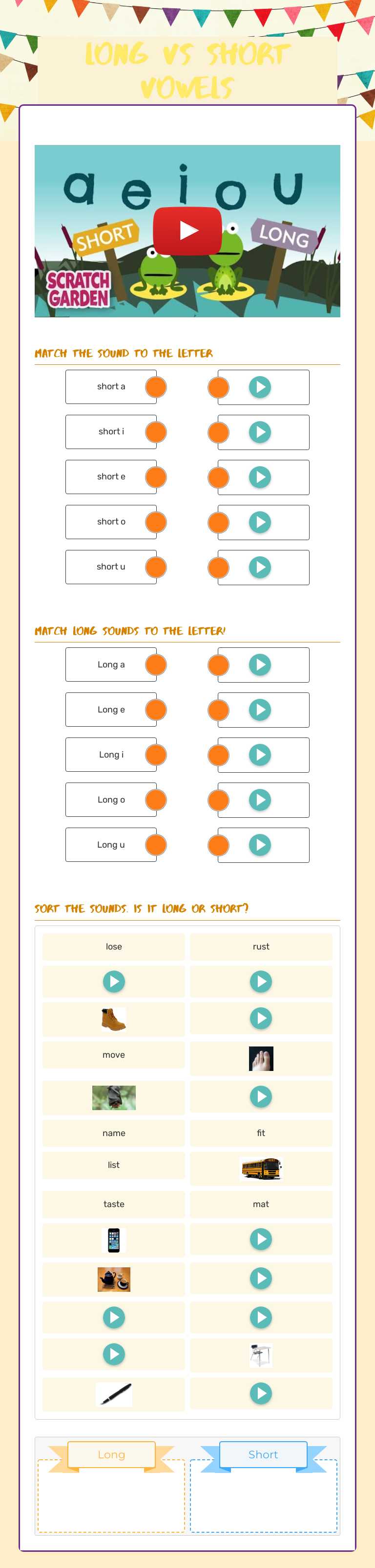 Long Vs Short Vowels Grade 7 worksheet preview