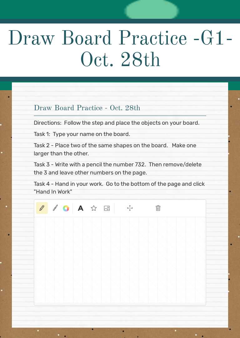 Draw Board Practice -G1- Oct. 28th Grade 4 worksheet preview