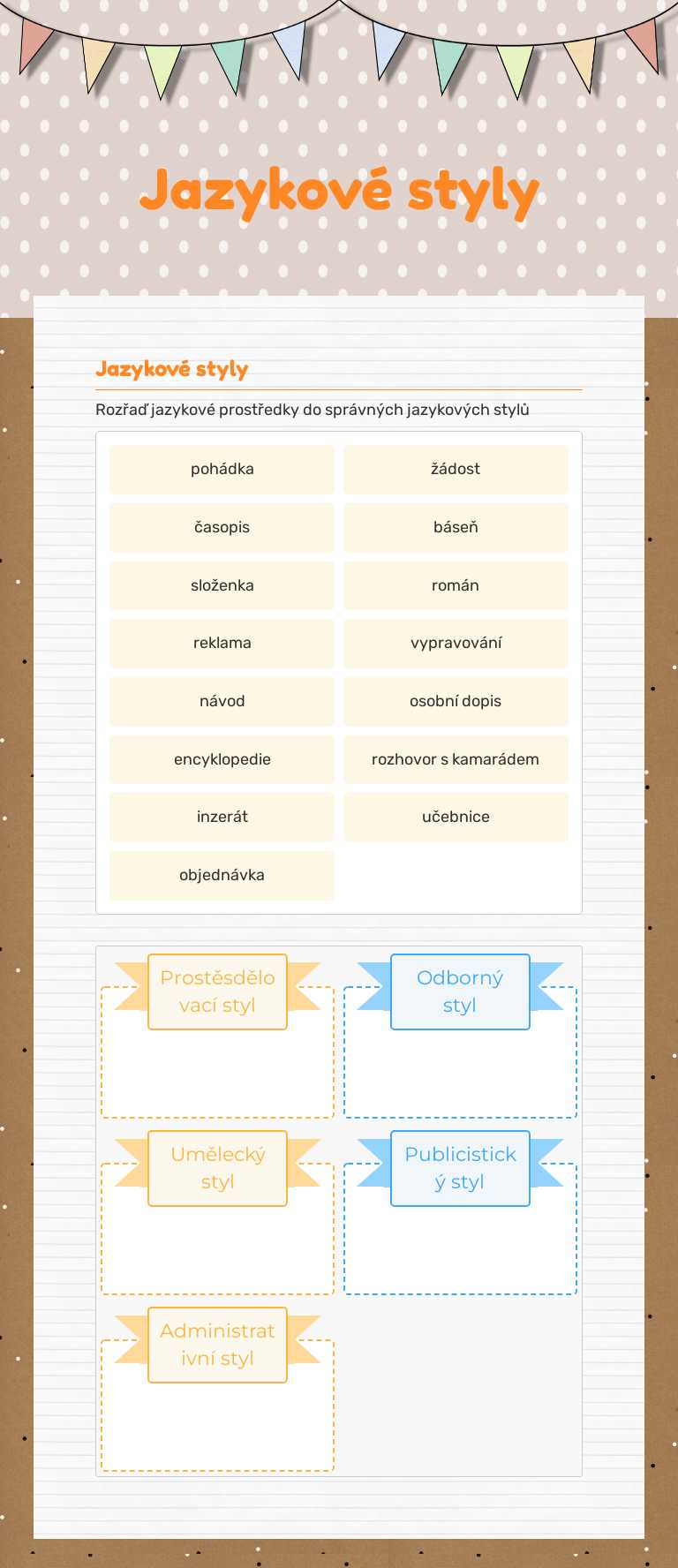 Jazykové
 styly worksheet preview image