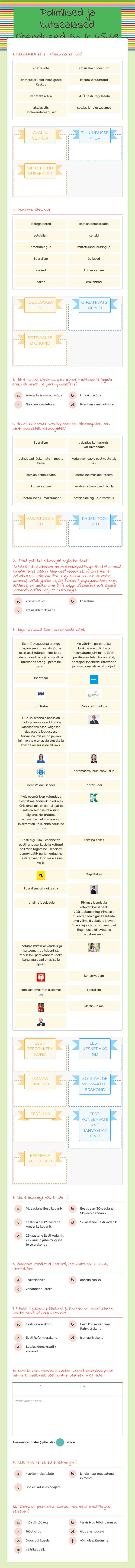 Poliitilised ja kutsealased ühendused õp lk 45-48 worksheet preview image