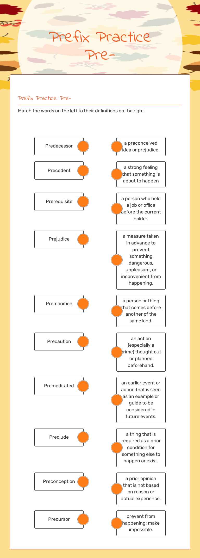 Prefix 
Practice 
Pre- worksheet preview image