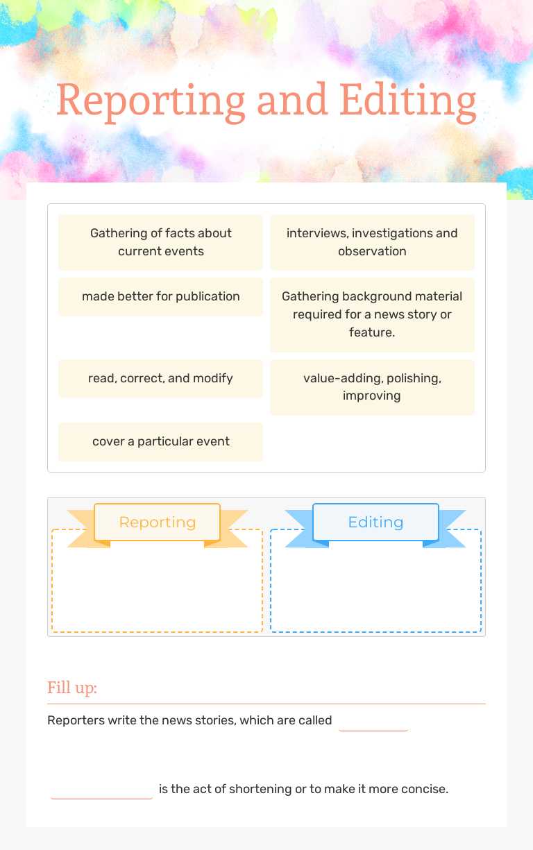 Reporting and Editing worksheet preview image