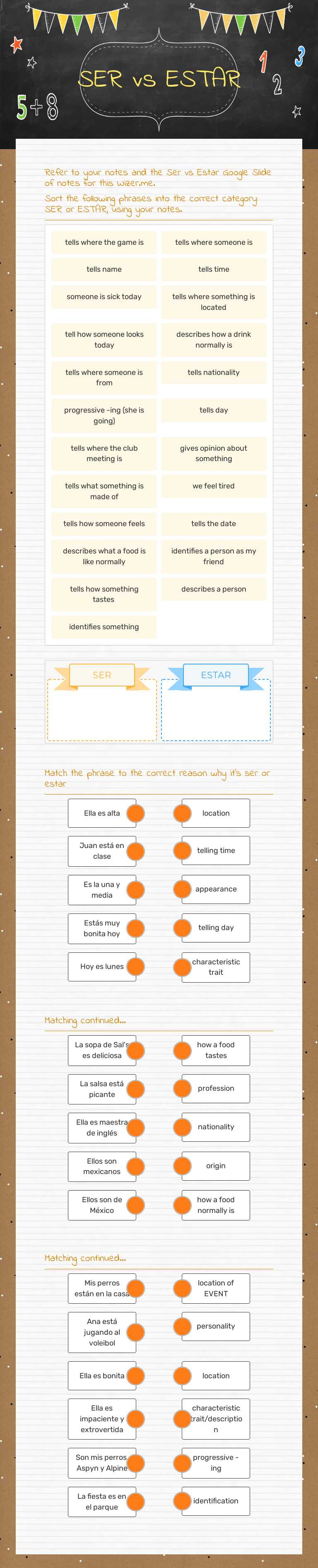 SER vs ESTAR worksheet preview image