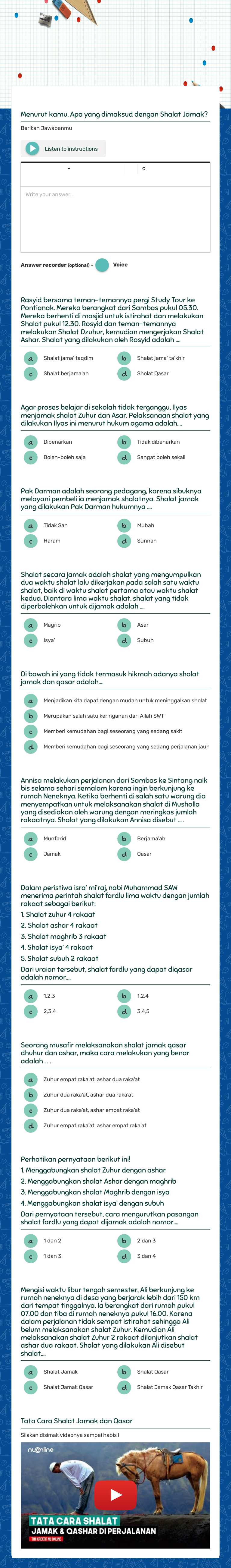 SHALAT JAMAK DAN QASAR worksheet preview image