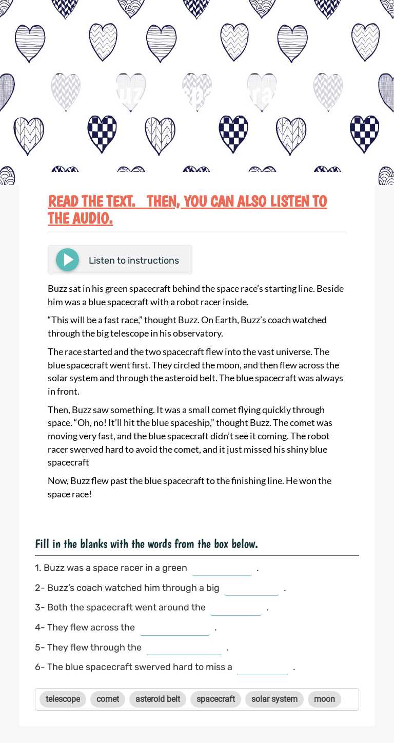 Buzz's spacecraft worksheet preview image