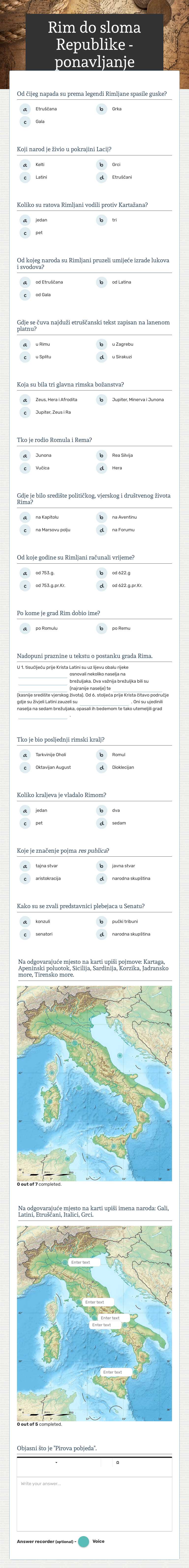 Rim do sloma Republike - ponavljanje worksheet preview image