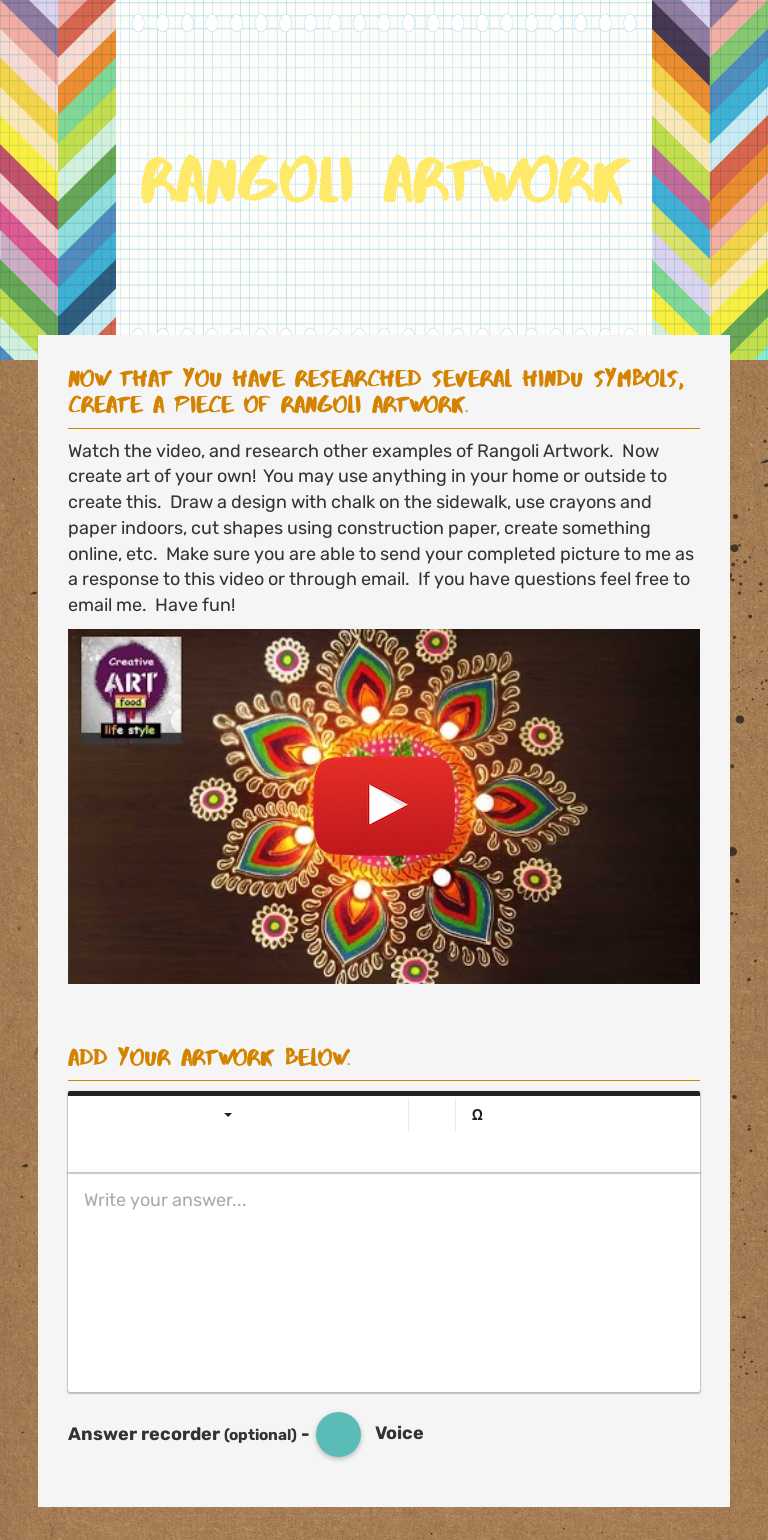 Rangoli Artwork worksheet preview image