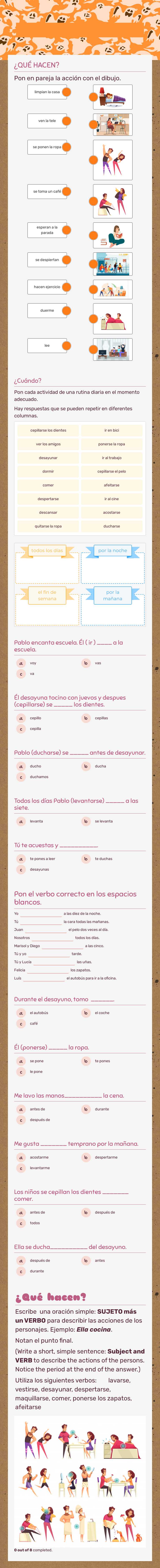 LA RUTINA DIARIA Capítulo 2 vocabulario ¡Así se dice! nivel 2 worksheet preview image