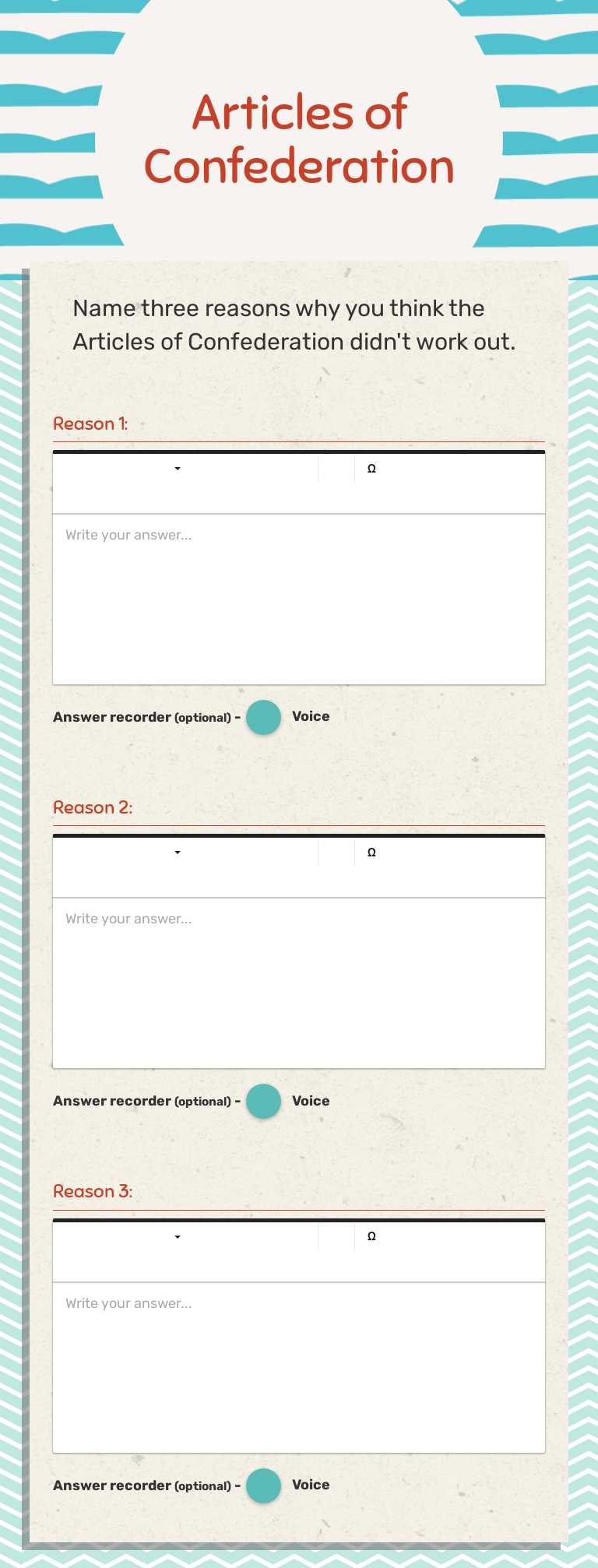 Articles of Confederation worksheet preview image