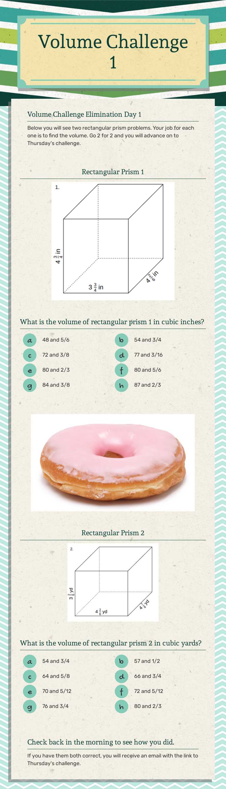 Volume Challenge 1 Grade 5 worksheet preview