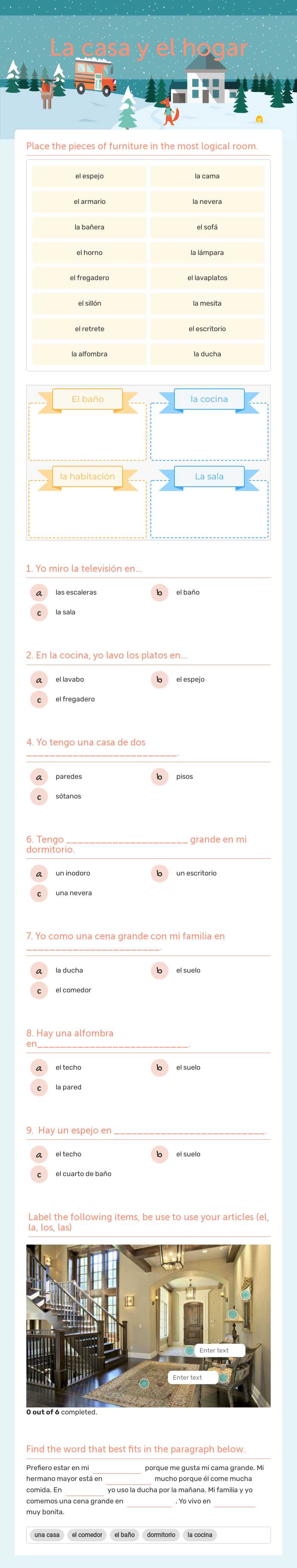 La casa y el hogar worksheet preview image