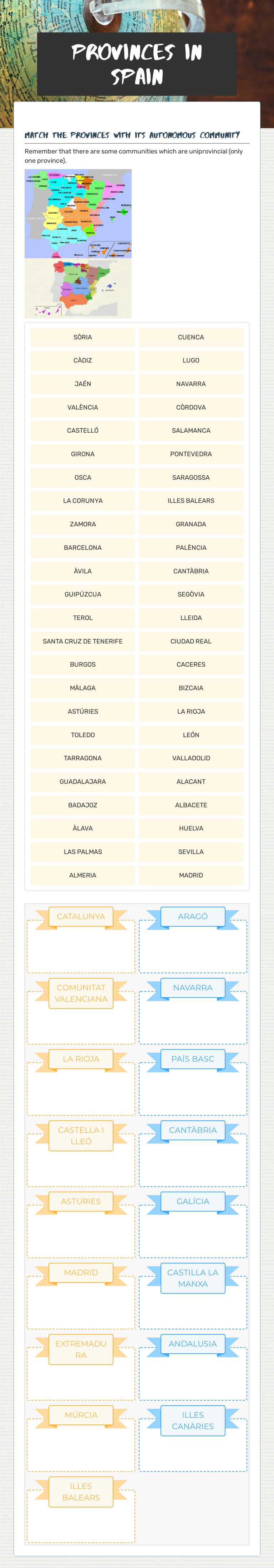 provinces in spain worksheet preview image